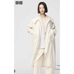 NWT Uniqlo U Women's Hooded Trench Coat in Cream XL